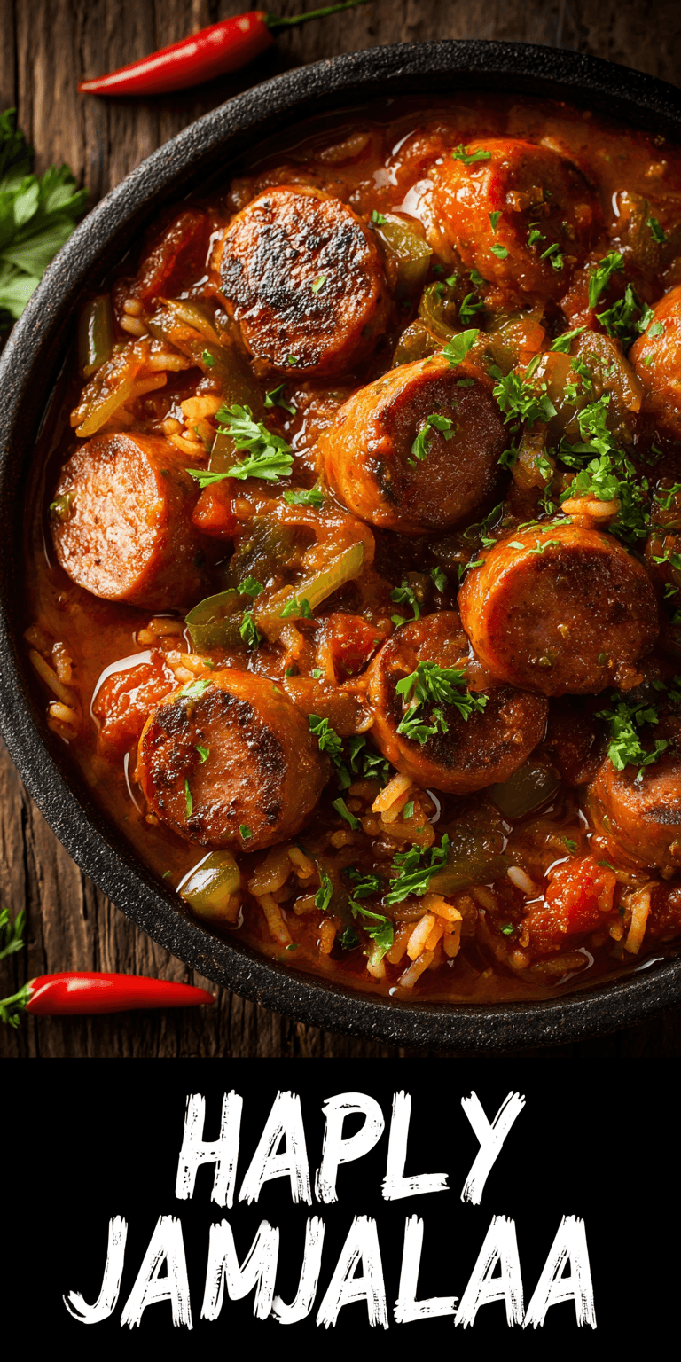 Sausage Jambalaya Quick Dinner served warm with cozy spices