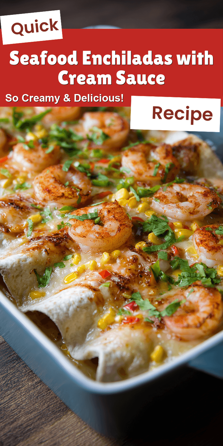 Seafood Enchiladas with Cream Sauce served on a plate