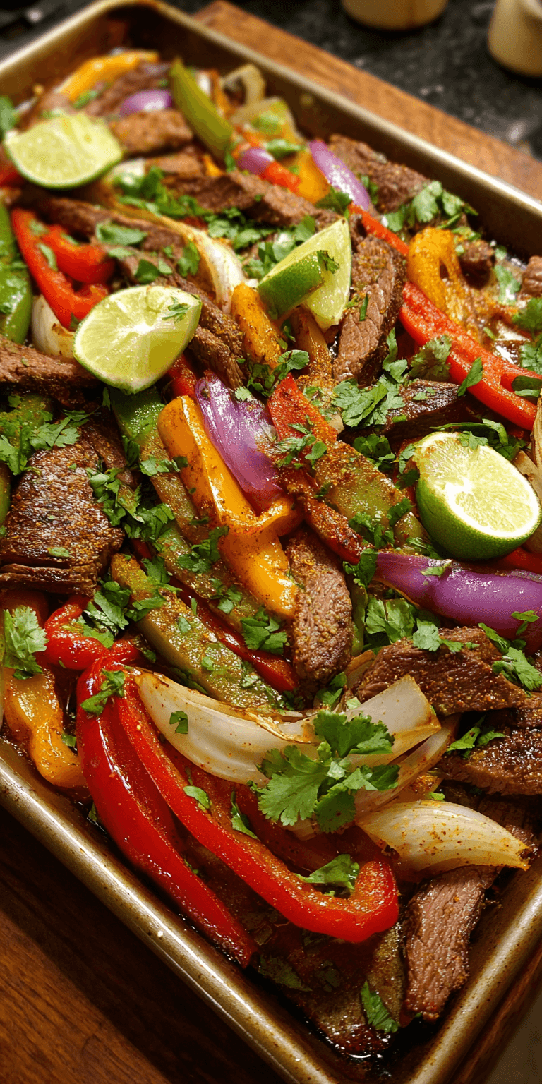 Sheet Pan Venison Steak Fajitas served warm with cozy spices