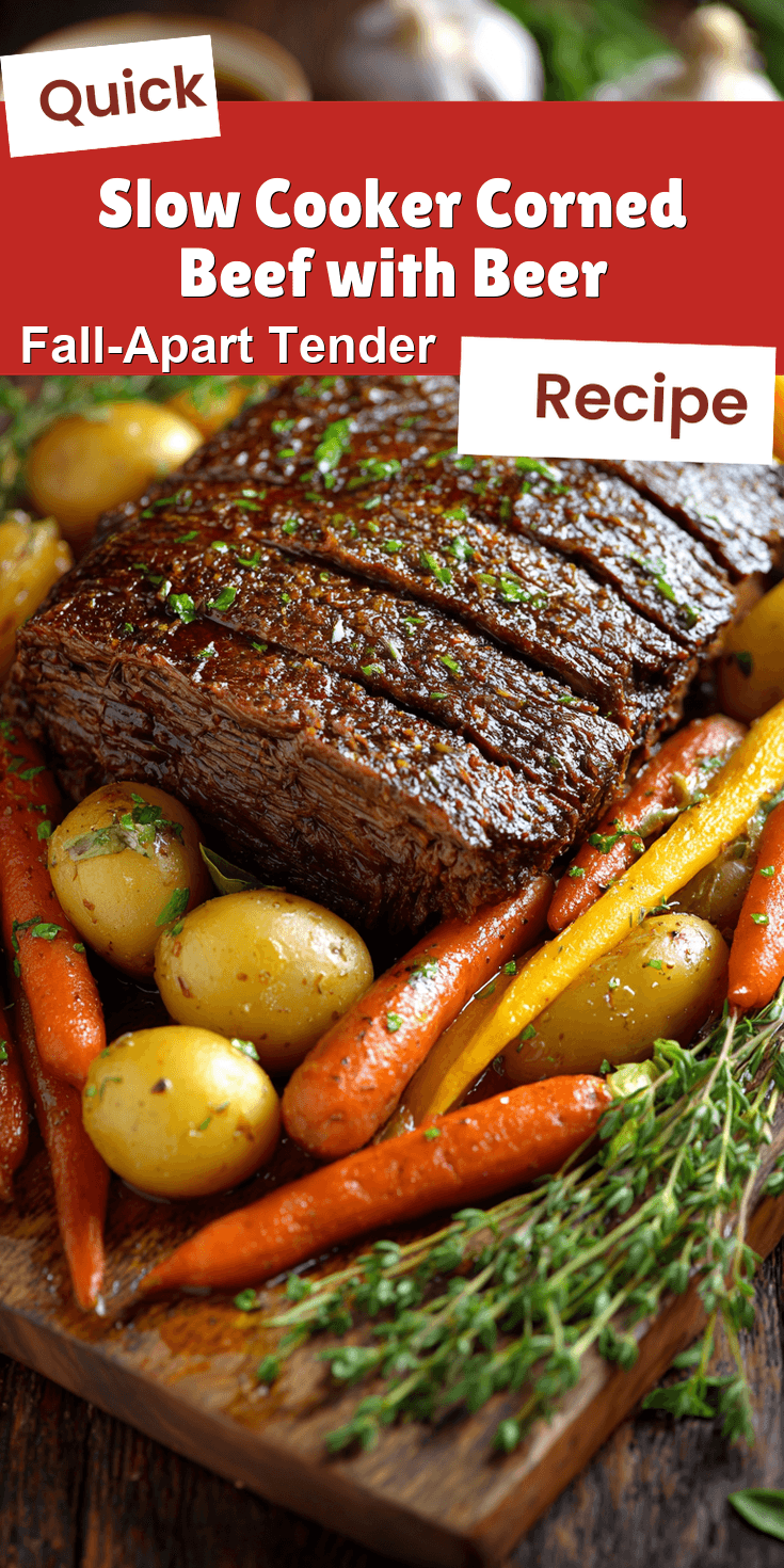 Slow Cooker Corned Beef with Beer served on a plate