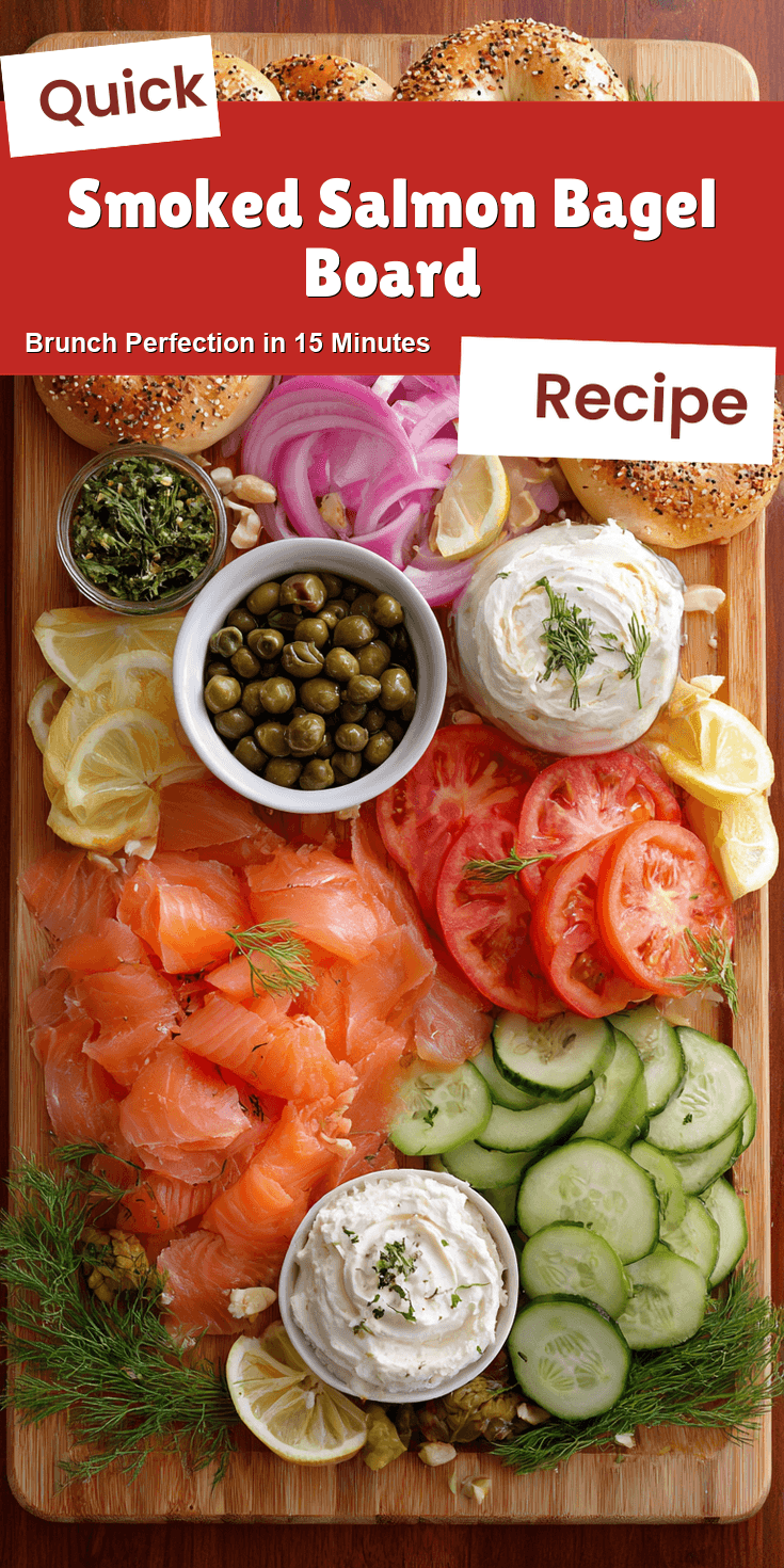 Smoked Salmon Bagel Board served on a plate