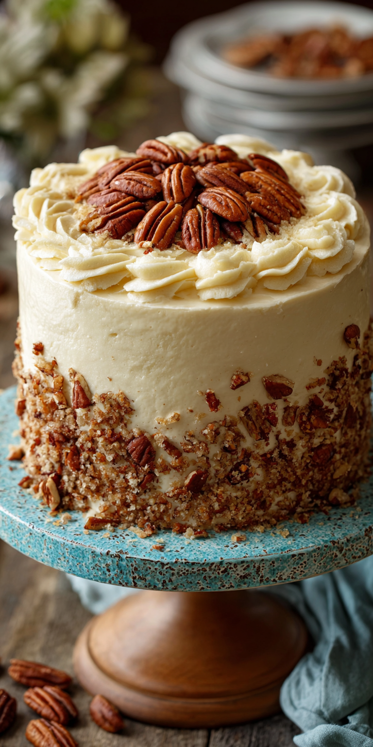 Southern Hummingbird Cake with Pecans served warm with cozy spices