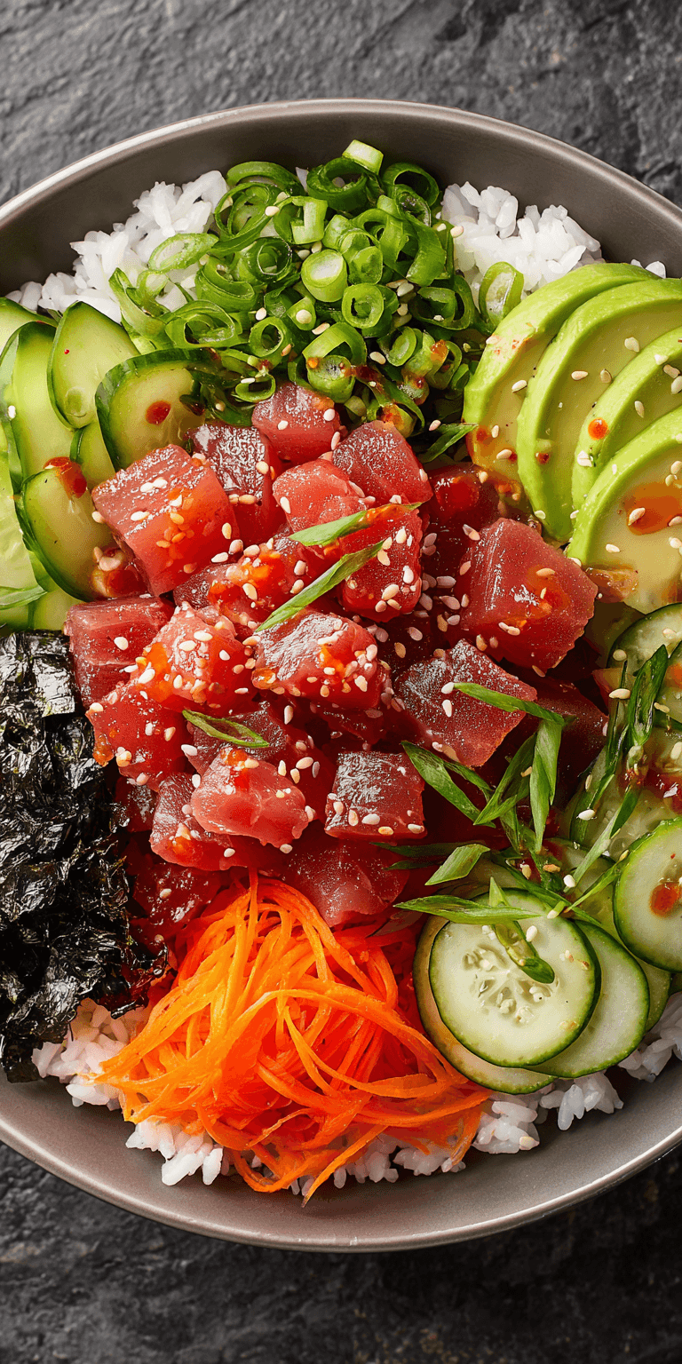 Spicy Tuna Poke Bowl Simple Recipe served warm with cozy spices
