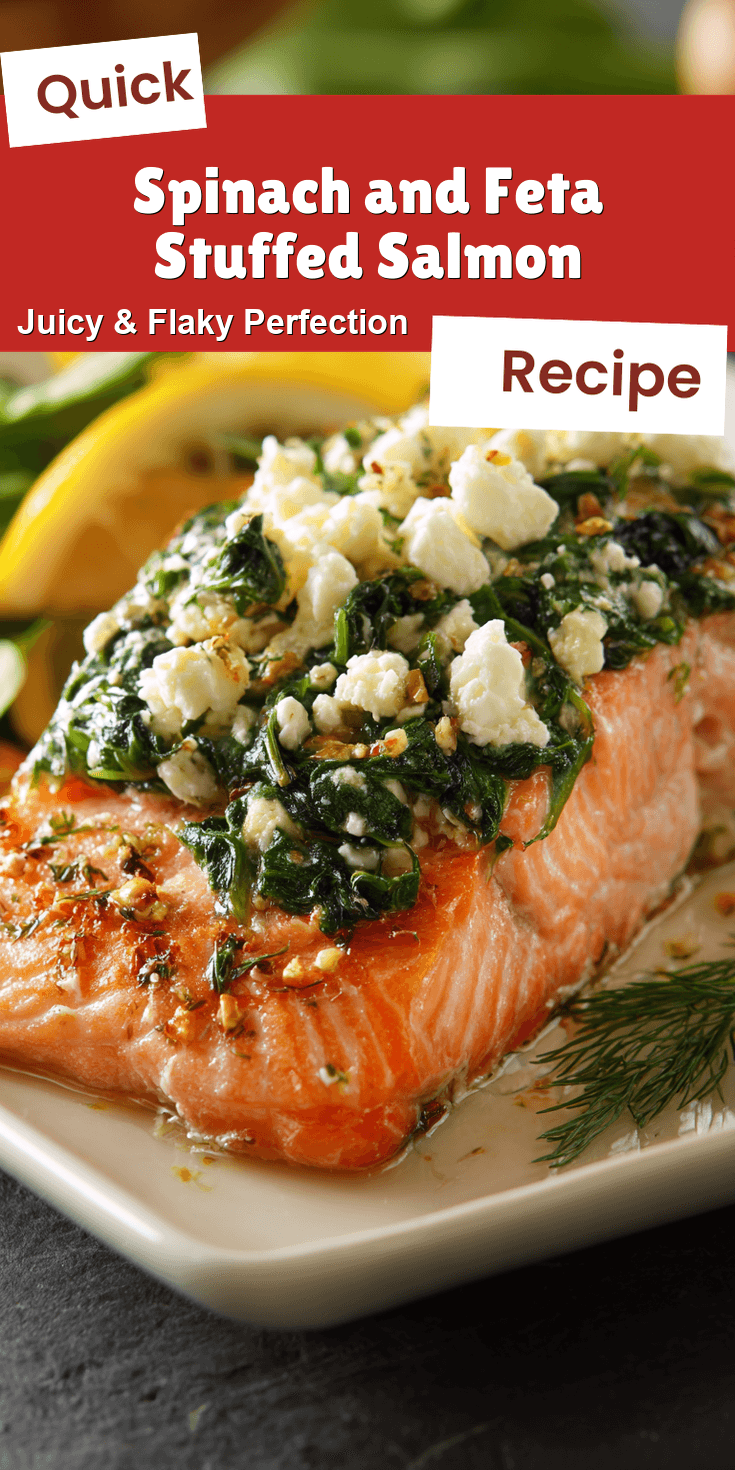 Spinach and Feta Stuffed Salmon served on a plate