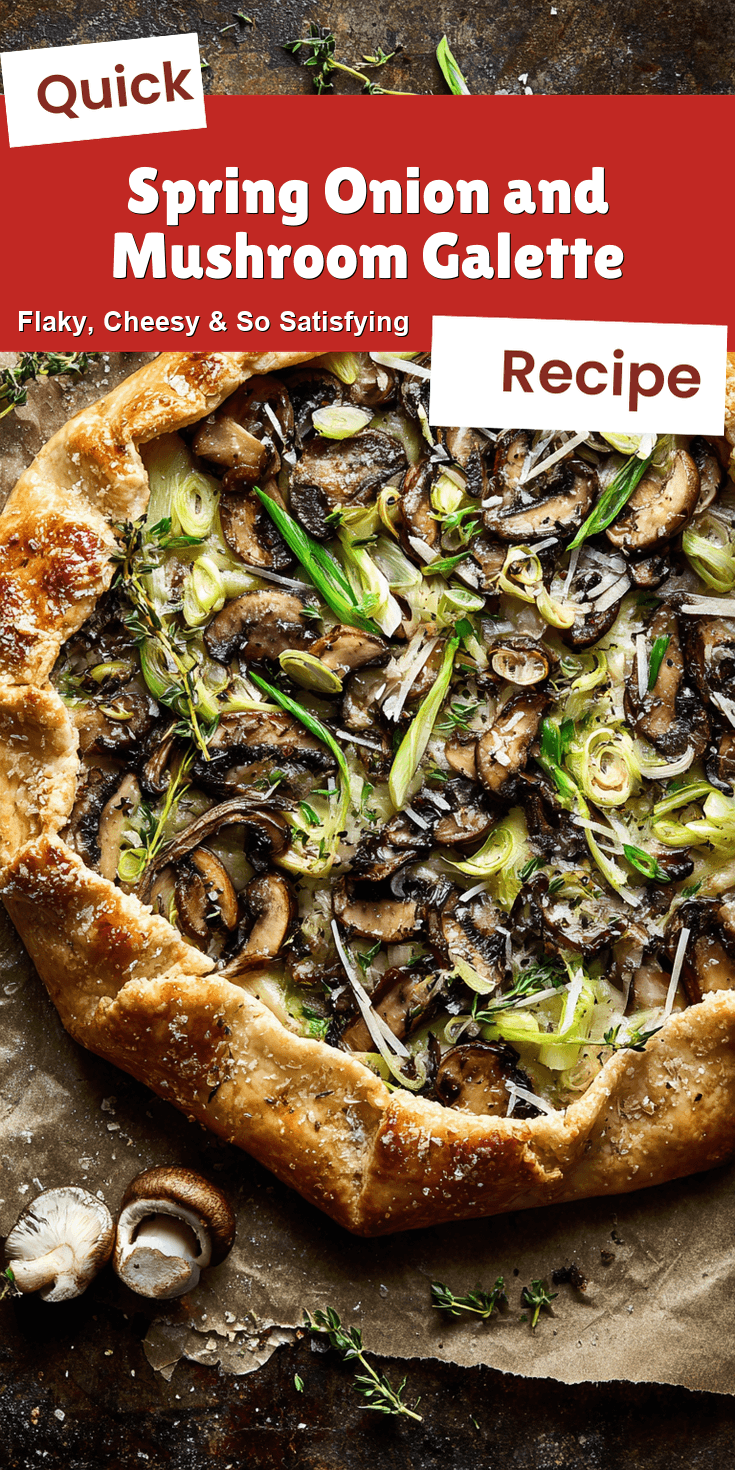 Spring Onion and Mushroom Galette served on a plate
