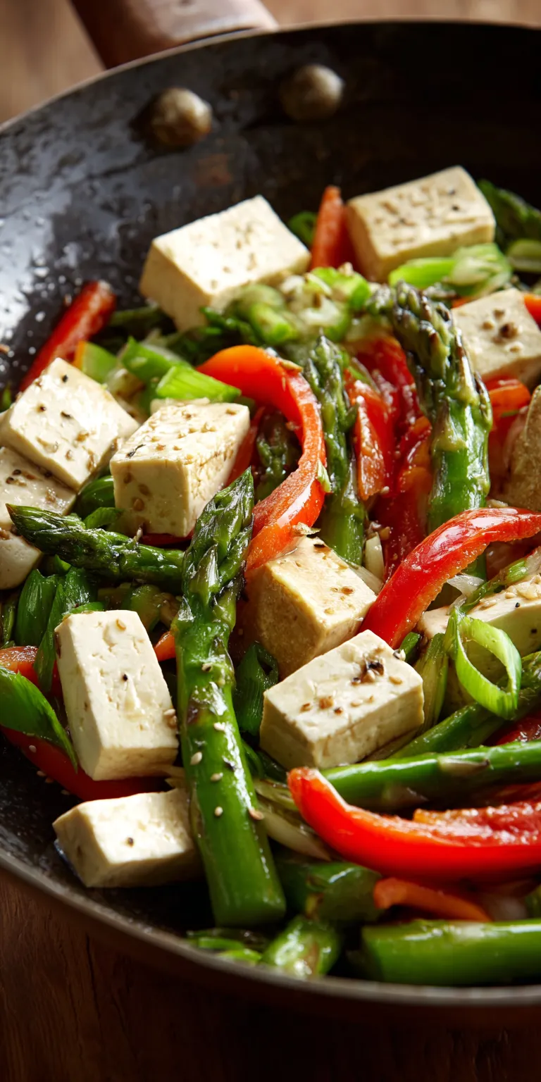 Spring Veggie Stir Fry with Tofu served warm with cozy spices