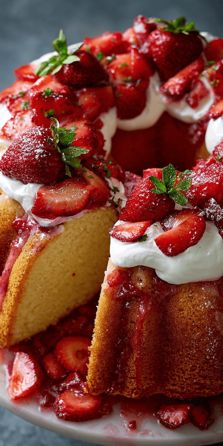 Strawberry Shortcake Pound Cake Slices served warm with cozy spices