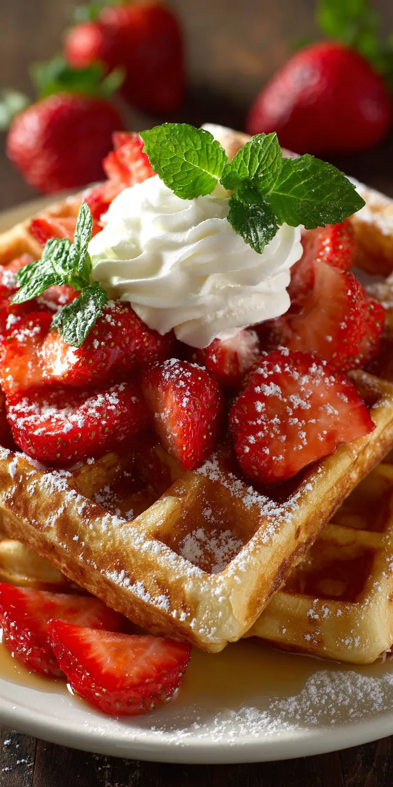 Strawberry Shortcake Waffles Breakfast served warm with cozy spices