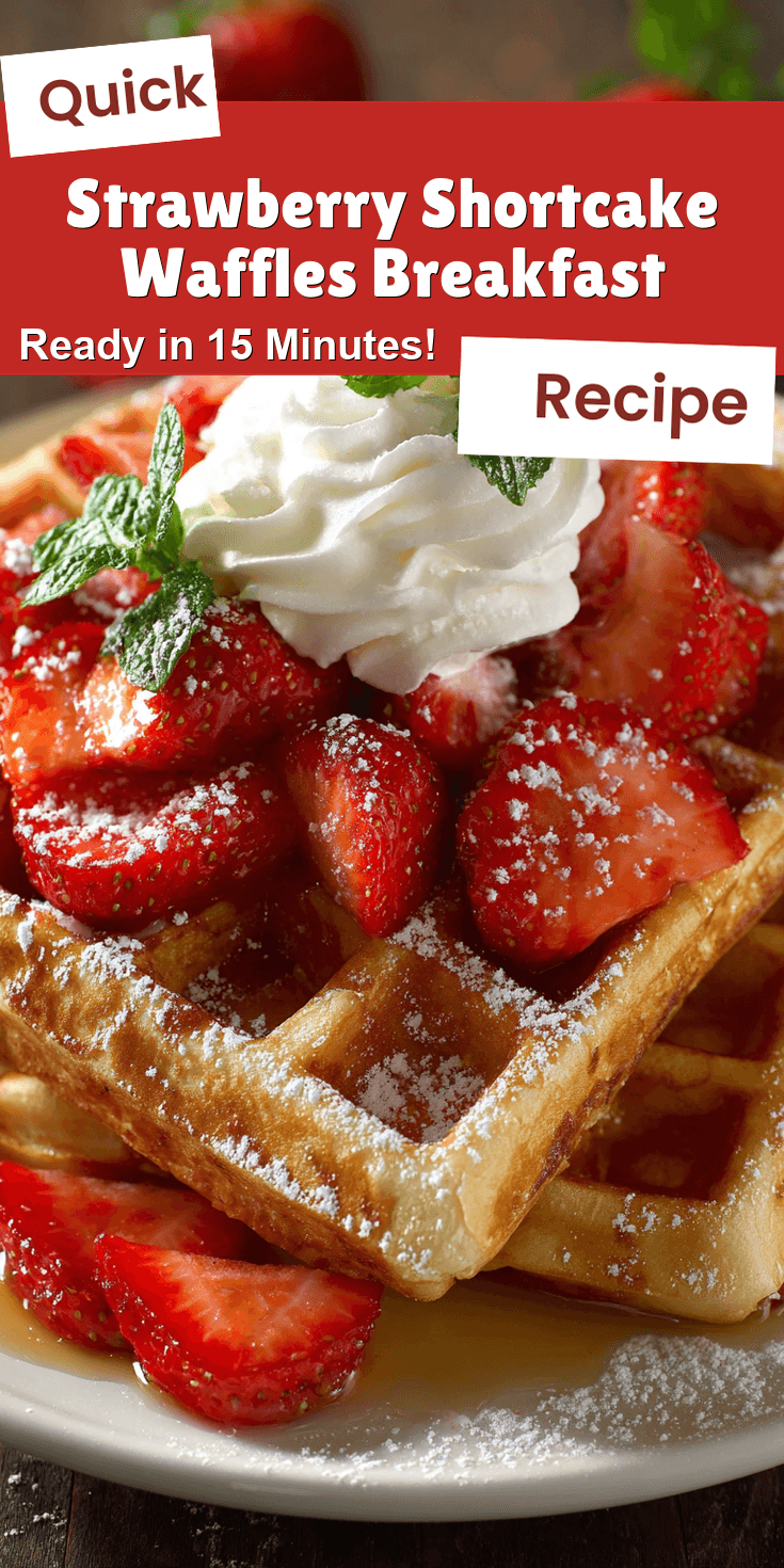 Strawberry Shortcake Waffles Breakfast served warm with cozy spices