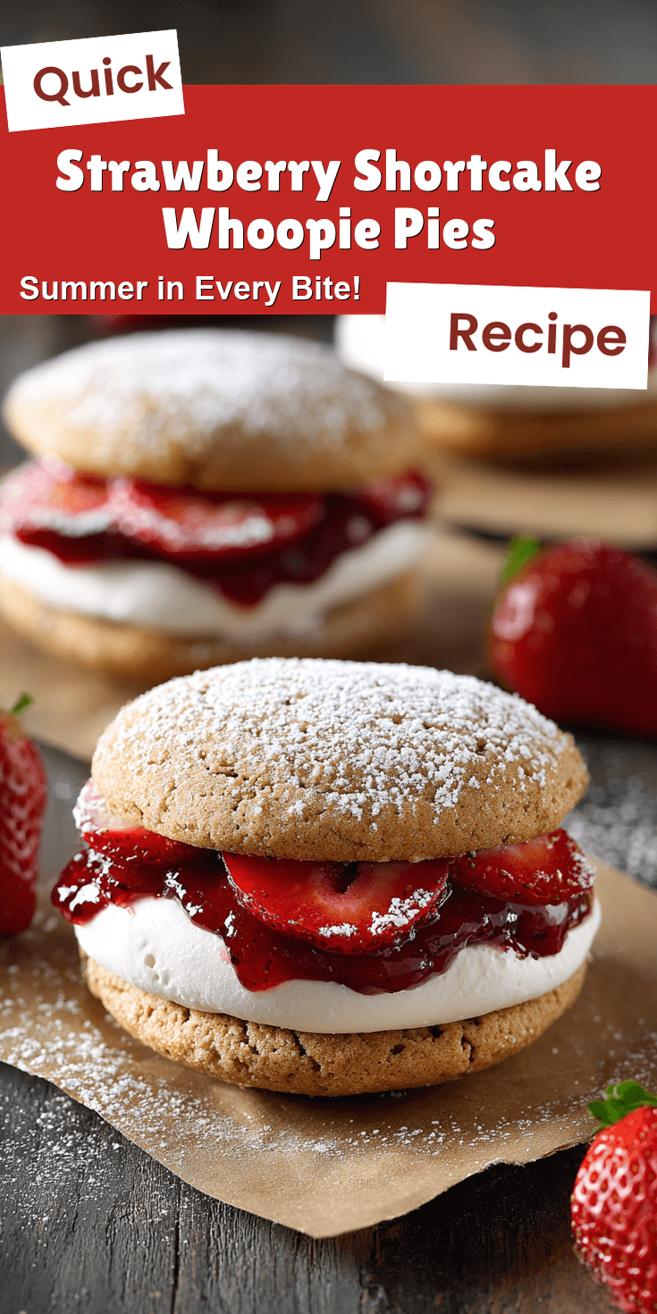 Strawberry Shortcake Whoopie Pies served on a plate