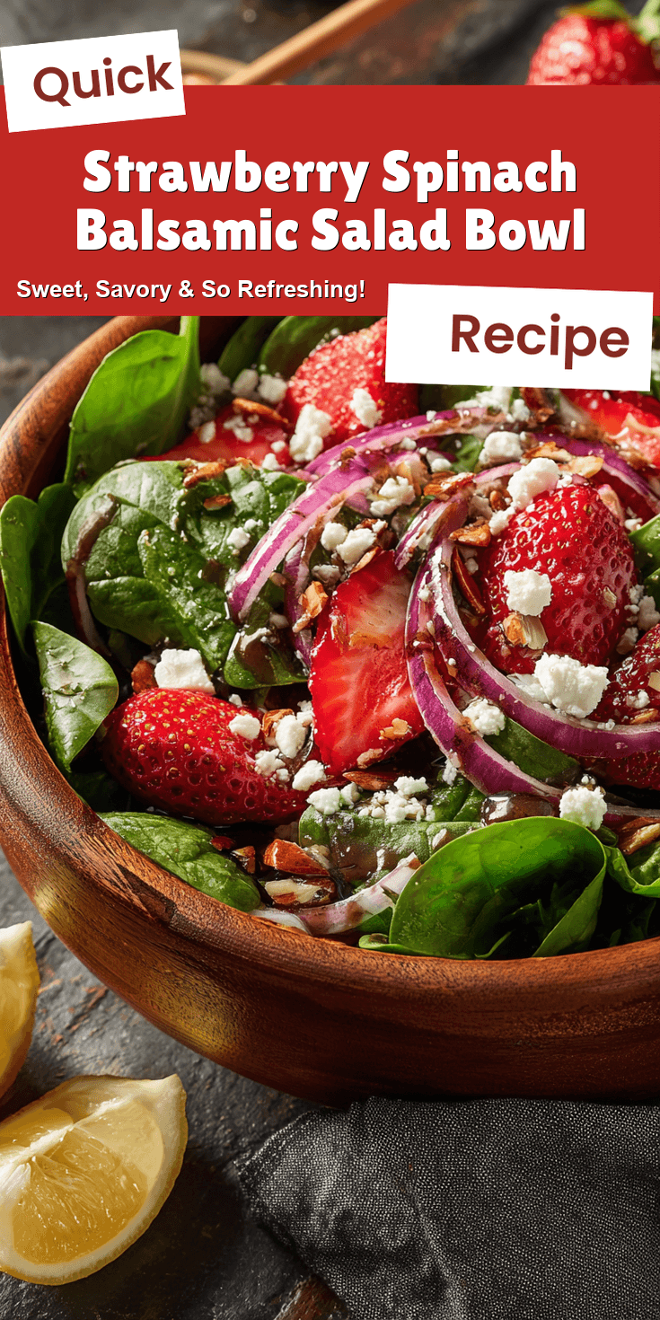 Strawberry Spinach Balsamic Salad Bowl served warm with cozy spices