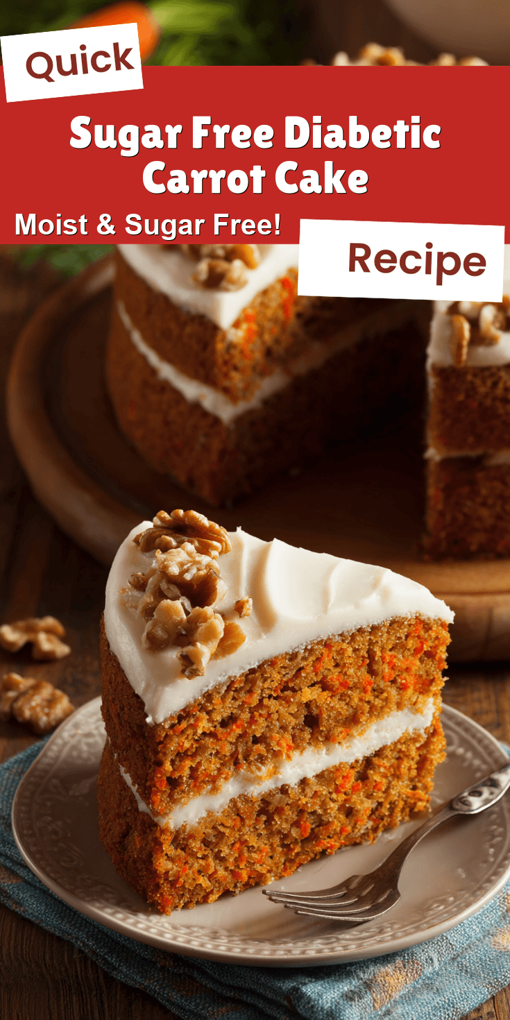 Sugar Free Diabetic Carrot Cake served warm with cozy spices