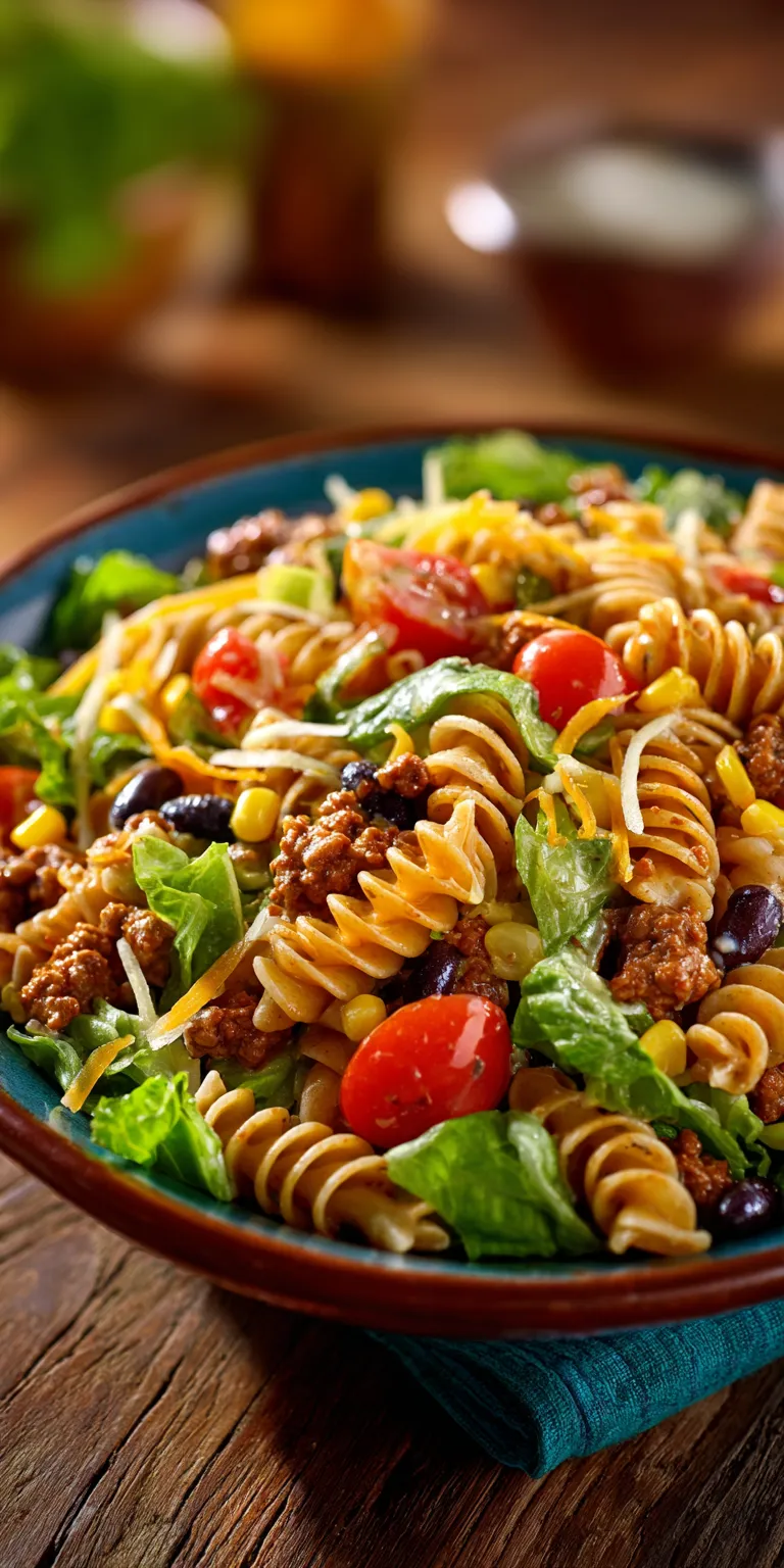 Taco Fiesta Pasta Salad 30 Minute Meals served warm with cozy spices