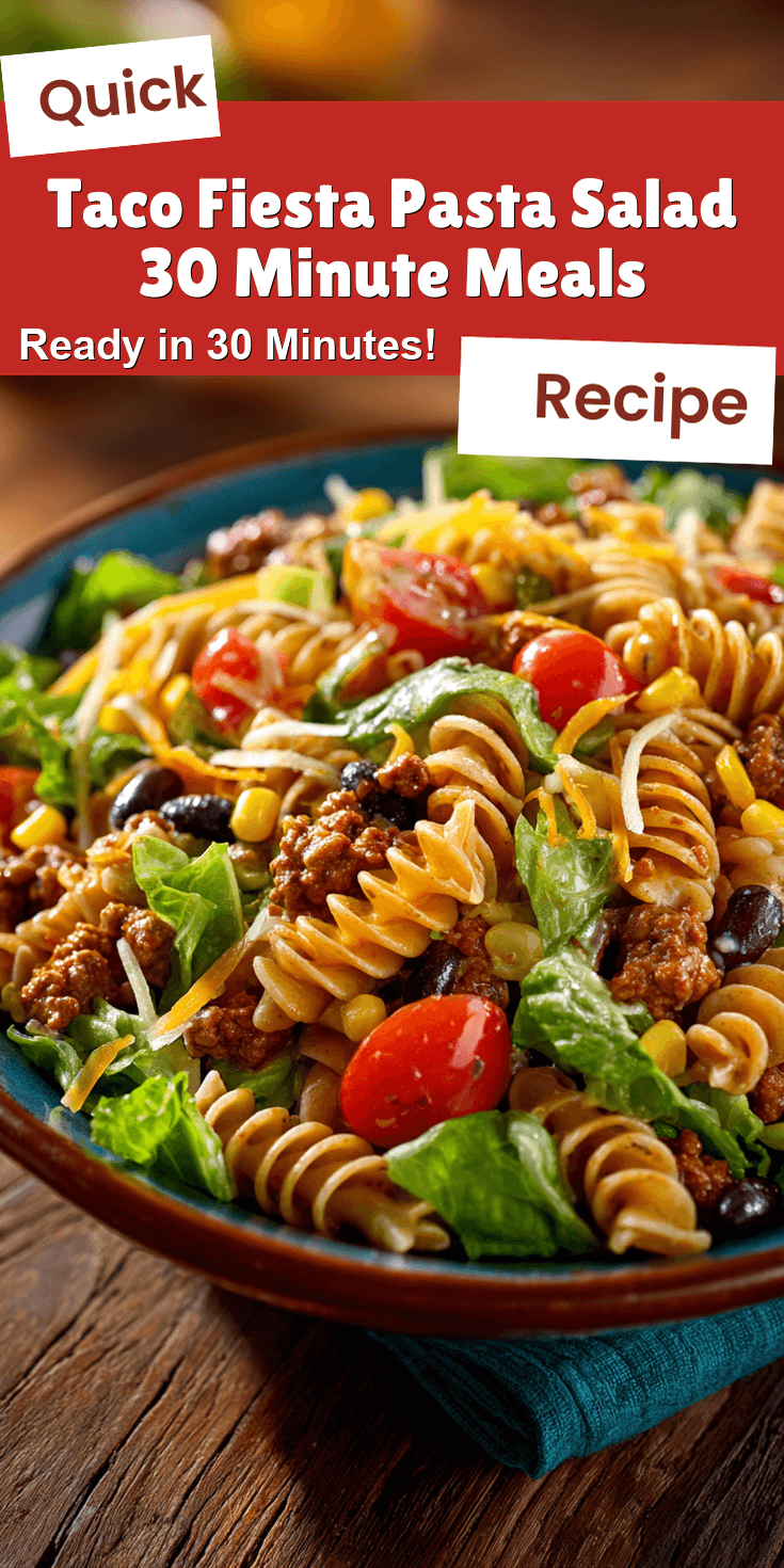 Taco Fiesta Pasta Salad 30 Minute Meals served warm with cozy spices