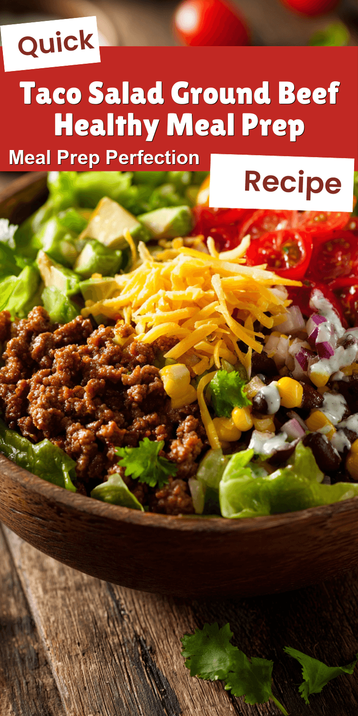 Taco Salad Ground Beef Healthy Meal Prep served on a plate