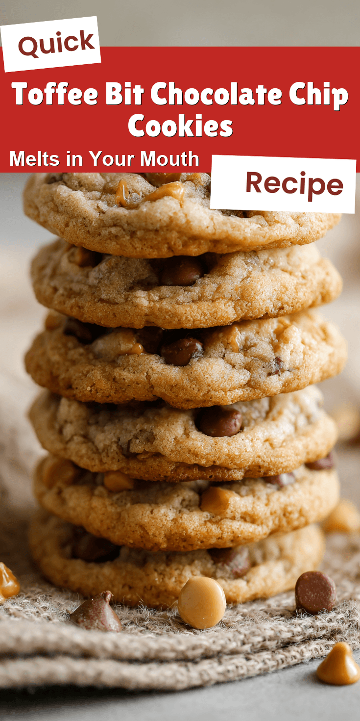 Toffee Bit Chocolate Chip Cookies served on a plate