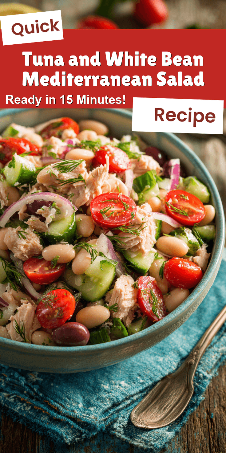 Tuna and White Bean Mediterranean Salad served warm with cozy spices