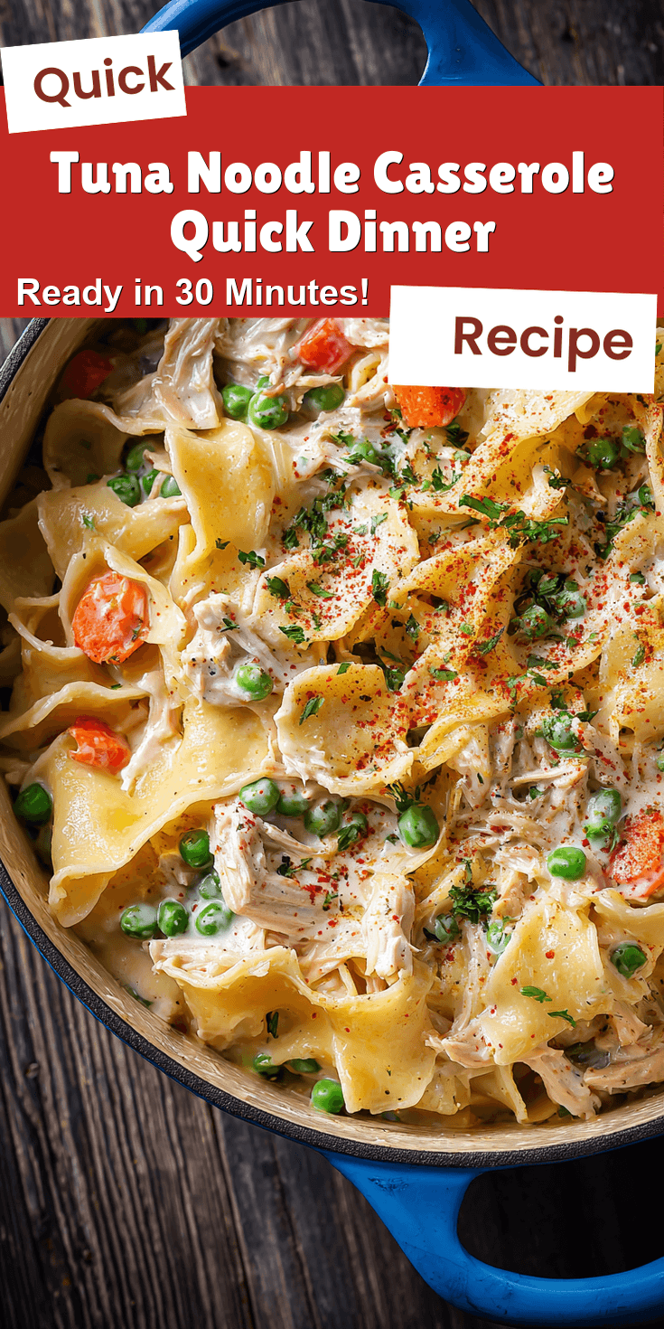 Tuna Noodle Casserole Quick Dinner served on a plate