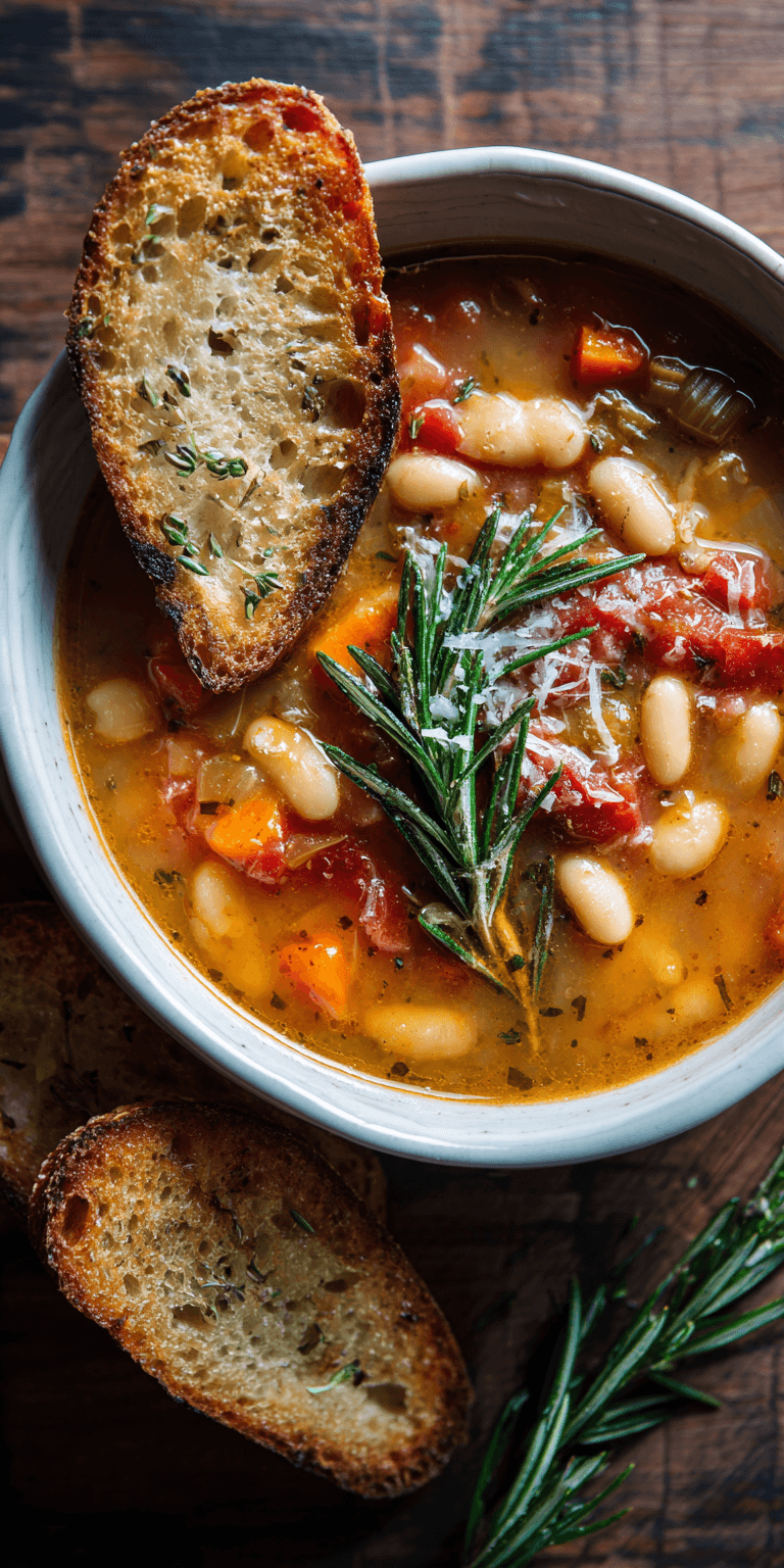 Tuscan White Bean Italian Soup served warm with cozy spices