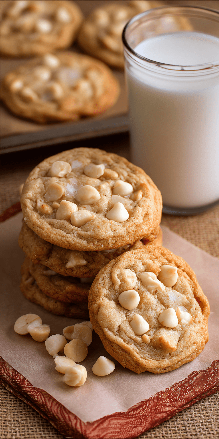 White Chocolate Macadamia Nut Cookies served warm with cozy spices