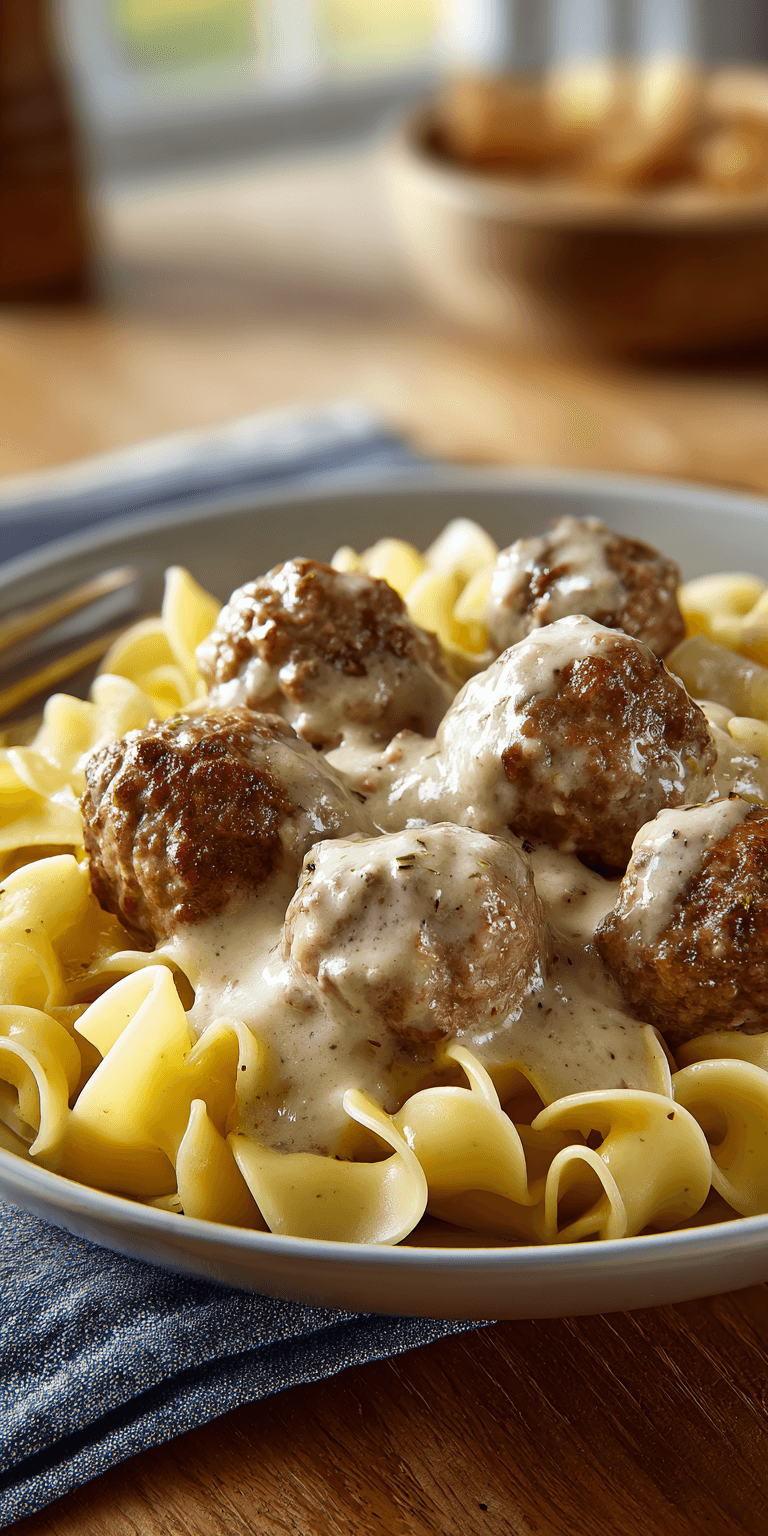 Amish Meatball Noodles served warm with cozy spices