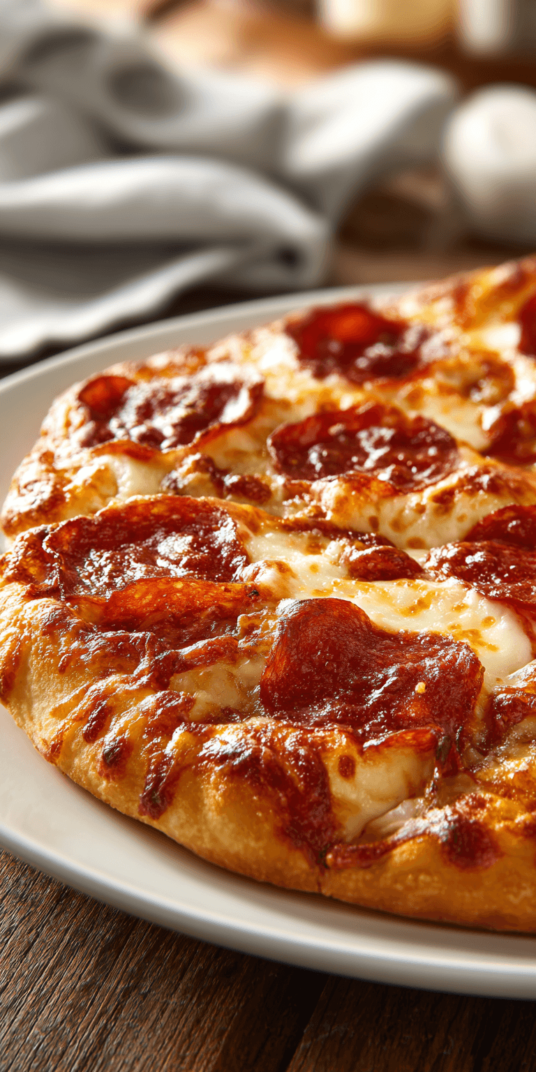 Chicken Crust Pizza Pepperoni served warm with cozy spices