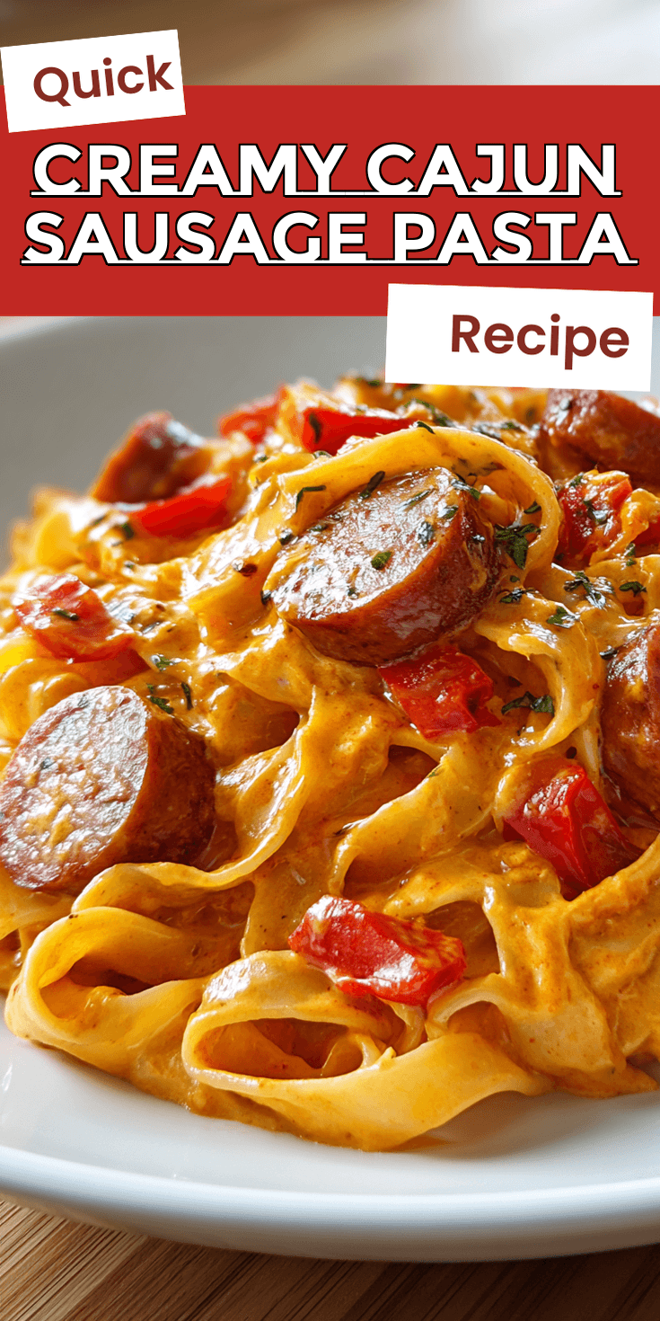 Creamy Cajun Sausage Pasta served warm with cozy spices