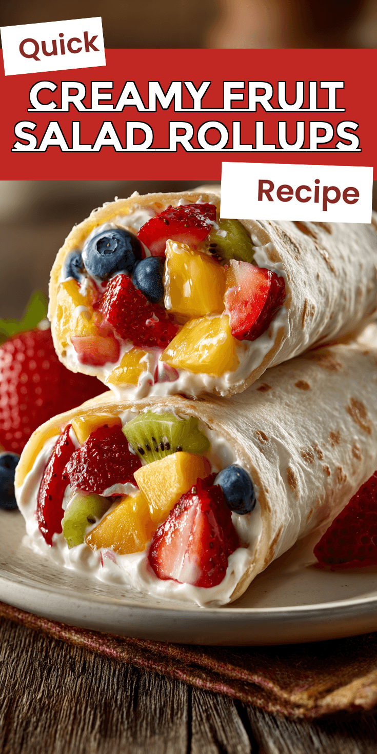 Creamy Fruit Salad Rollups served warm with cozy spices
