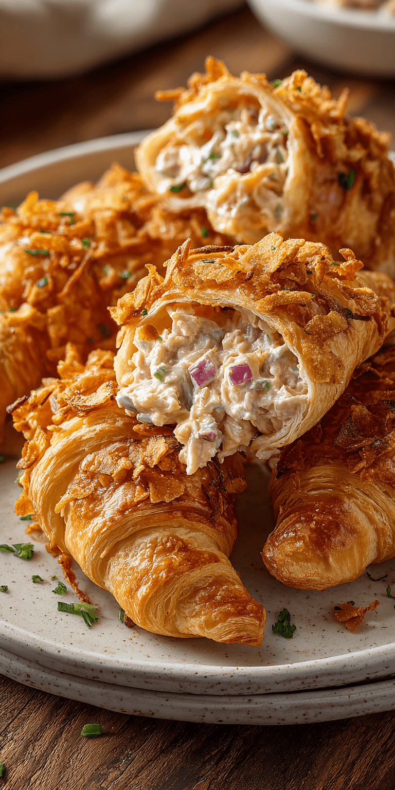 Crispy Chicken Salad Crescent Rolls served warm with cozy spices