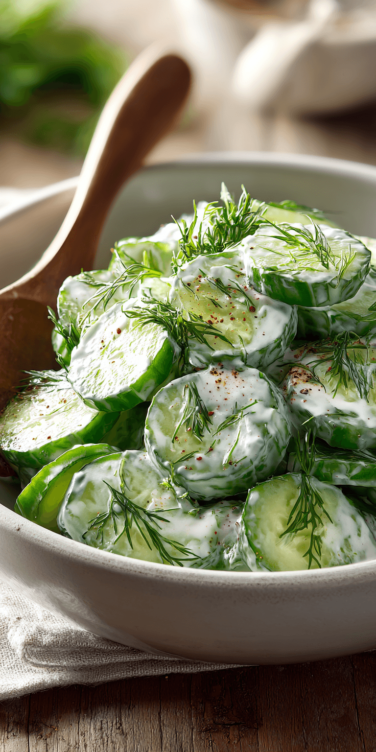 Dill Yogurt Cucumber Salad served warm with cozy spices