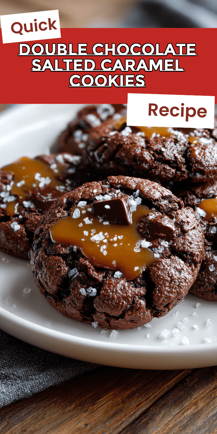 Double Chocolate Salted Caramel Cookies served warm with cozy spices