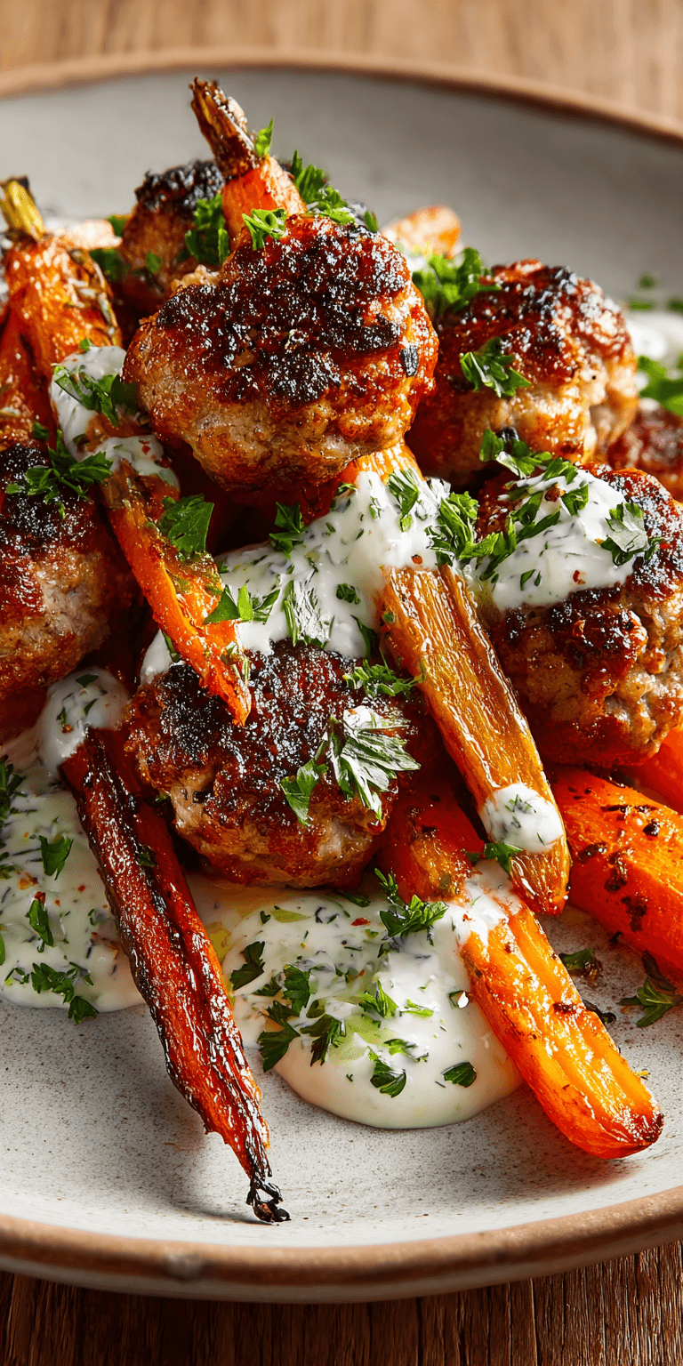 Freeform Chicken Meatballs Carrots Yogurt served warm with cozy spices