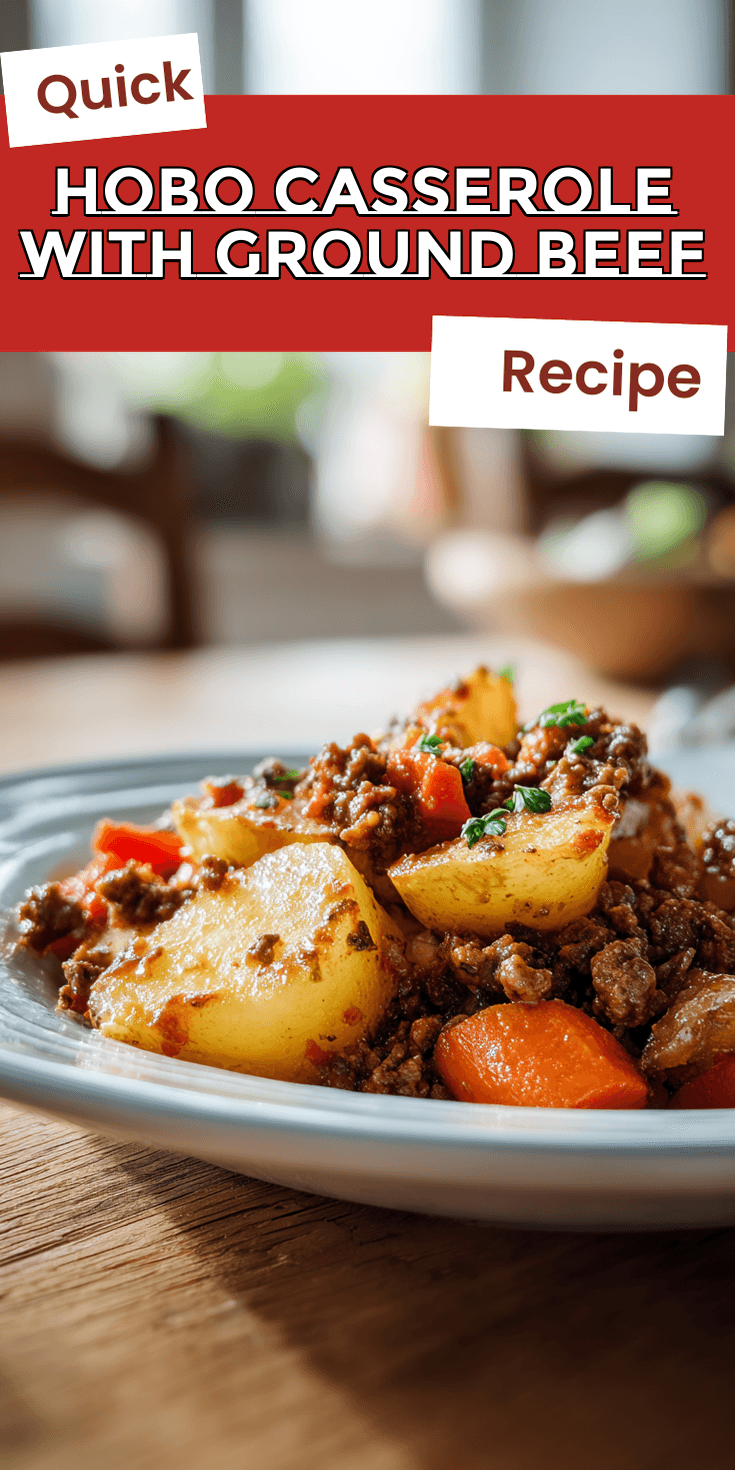 Hobo Casserole with Ground Beef served warm with cozy spices