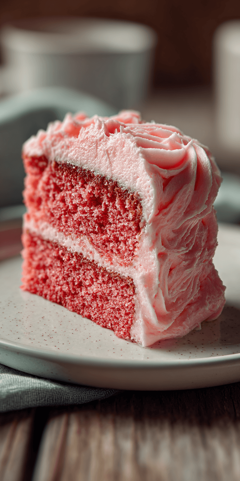 Homemade Strawberry Cake with Lemon Frosting served warm with cozy spices