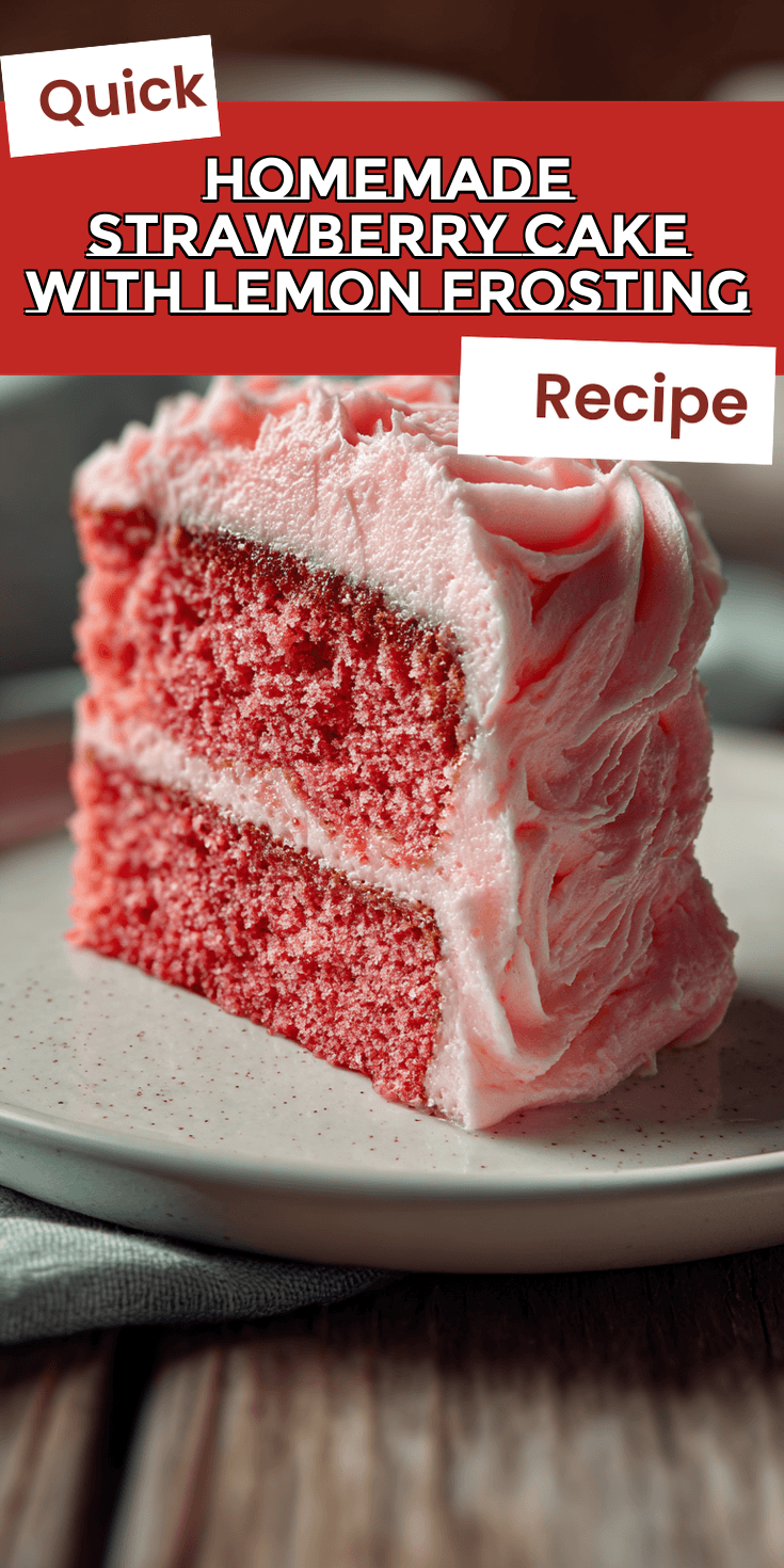 Homemade Strawberry Cake with Lemon Frosting served warm with cozy spices