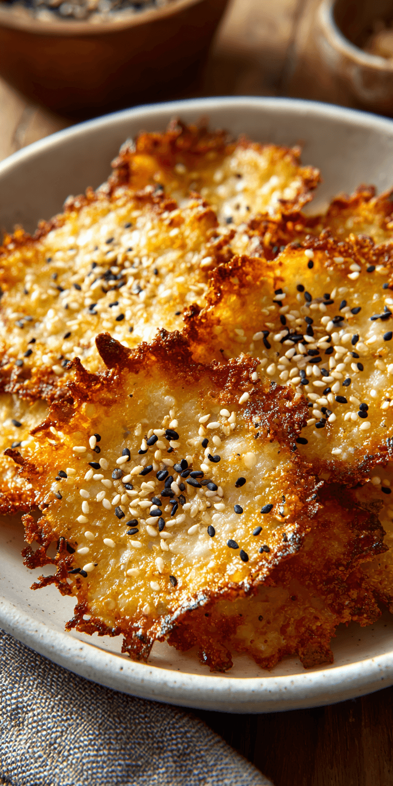 Keto Everything Bagel Cheese Chips served warm with cozy spices