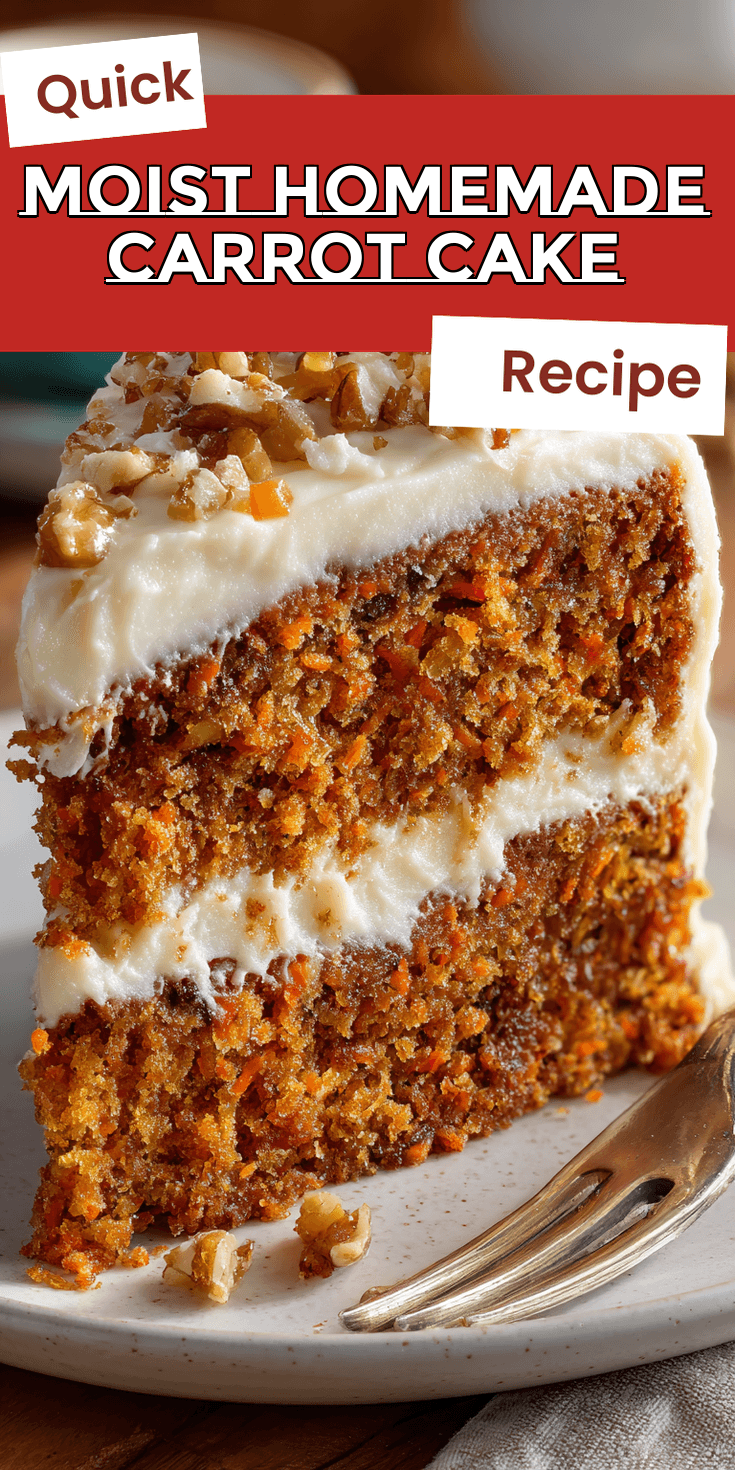 Moist Homemade Carrot Cake served warm with cozy spices
