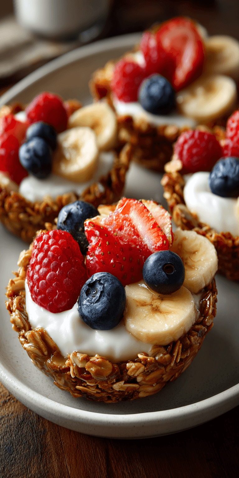 No Bake Peanut Butter Granola Cups served warm with cozy spices