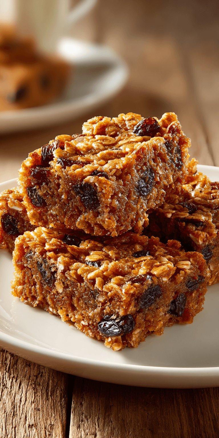 Oatmeal Raisin Bars served warm with cozy spices