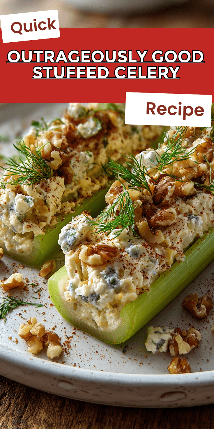 Outrageously Good Stuffed Celery served warm with cozy spices