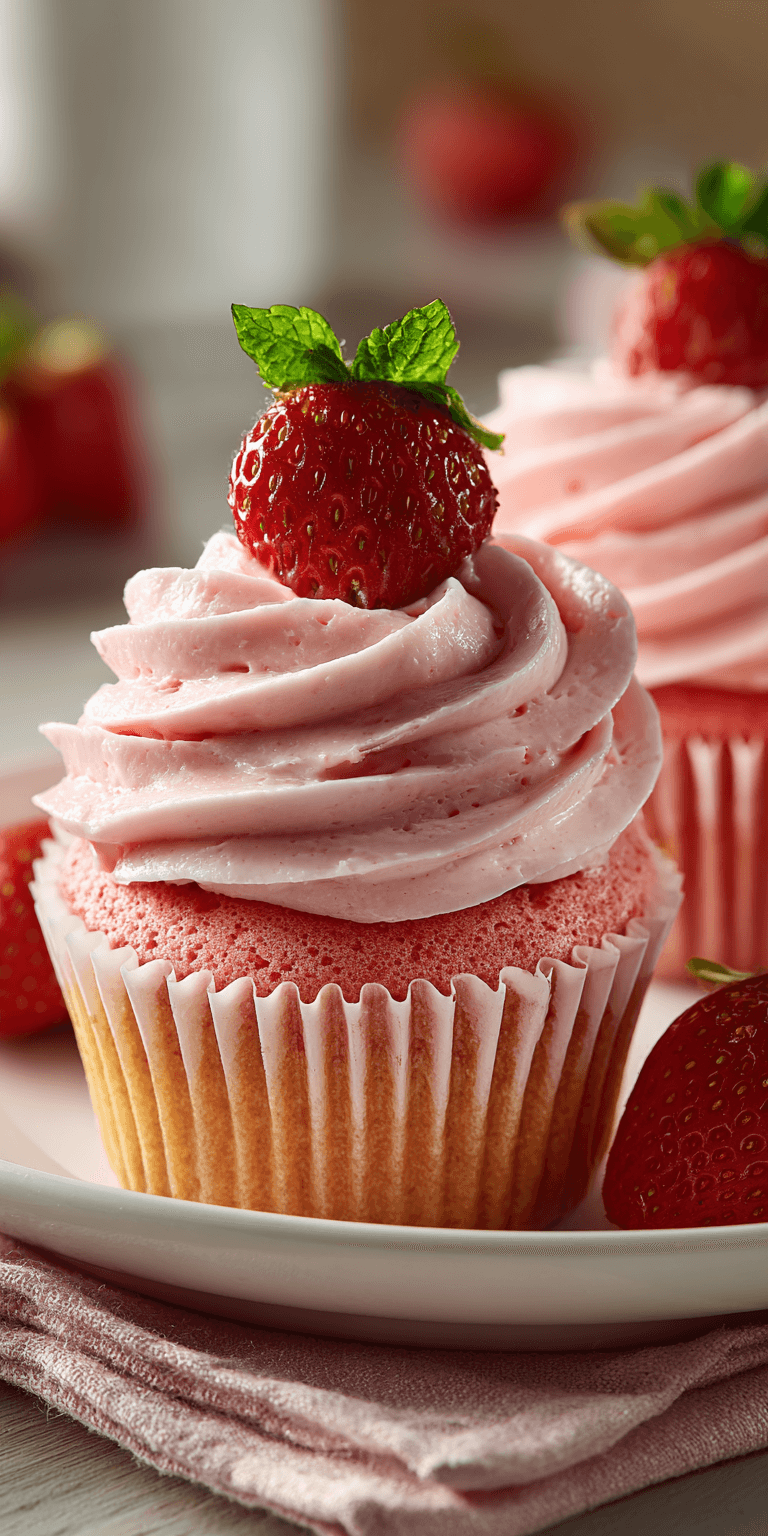 Strawberry Cupcakes served warm with cozy spices