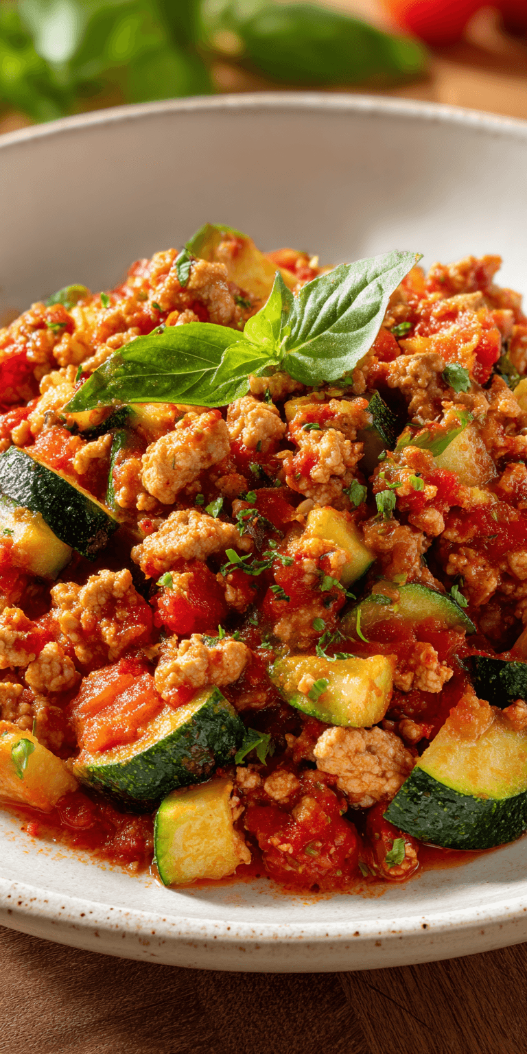 Turkey Zucchini Skillet served warm with cozy spices