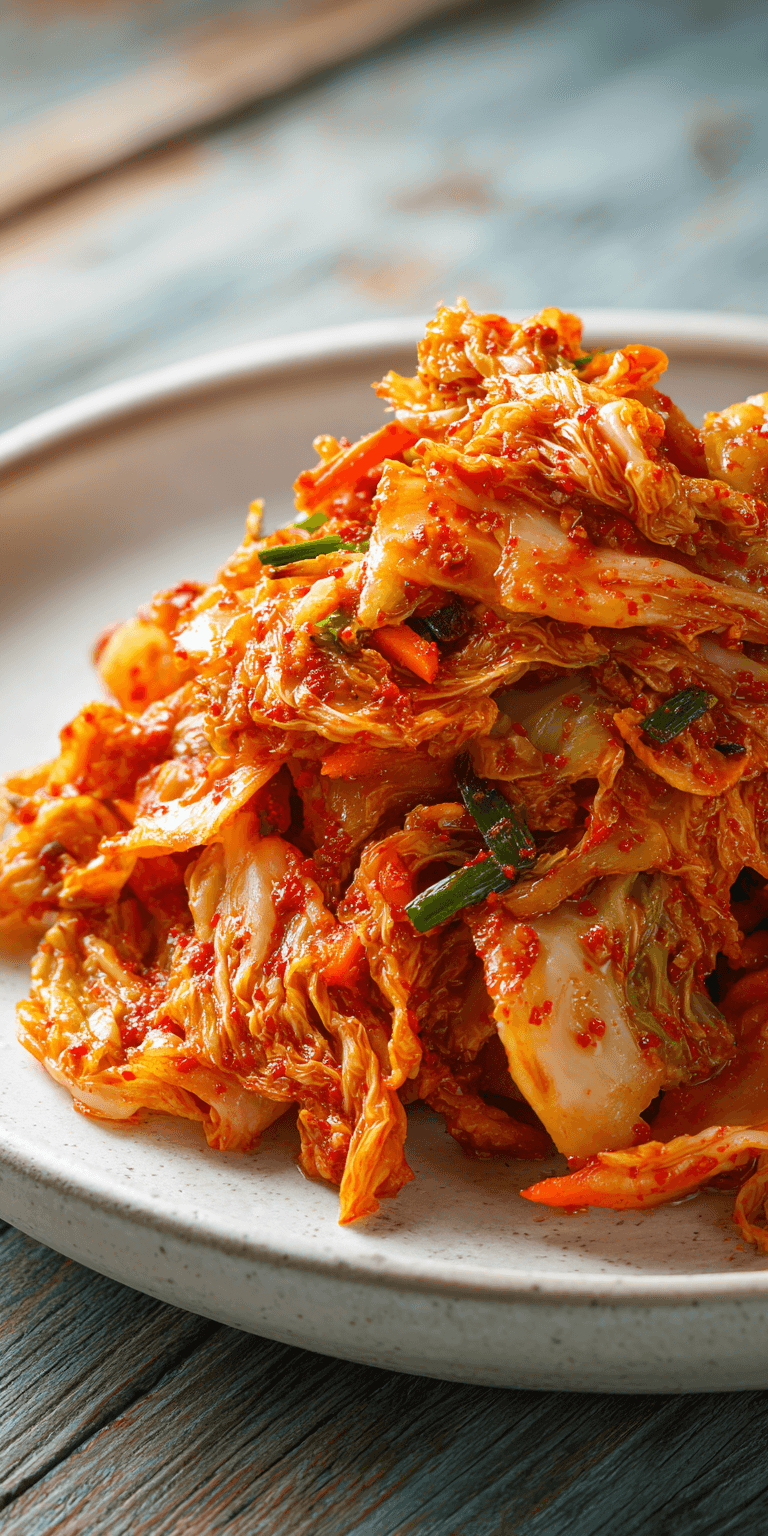 Vegan Kimchi Napa Cabbage served warm with cozy spices