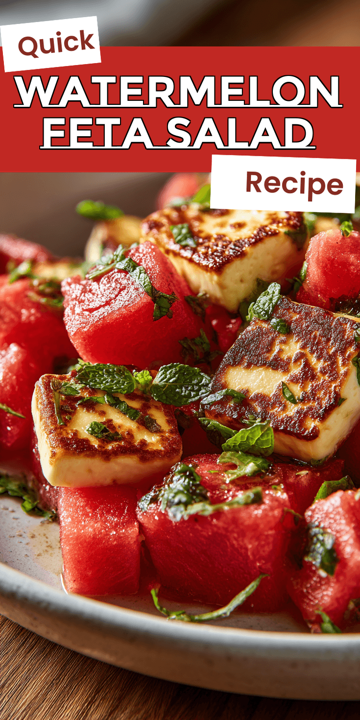 Watermelon Feta Salad served warm with cozy spices